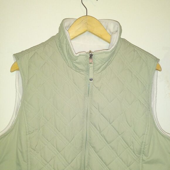 Free Country Quilted Reversible Puffer Vest-XL-Fleece Lined-Pocket-Full Zip-Sage - Picture 3 of 8